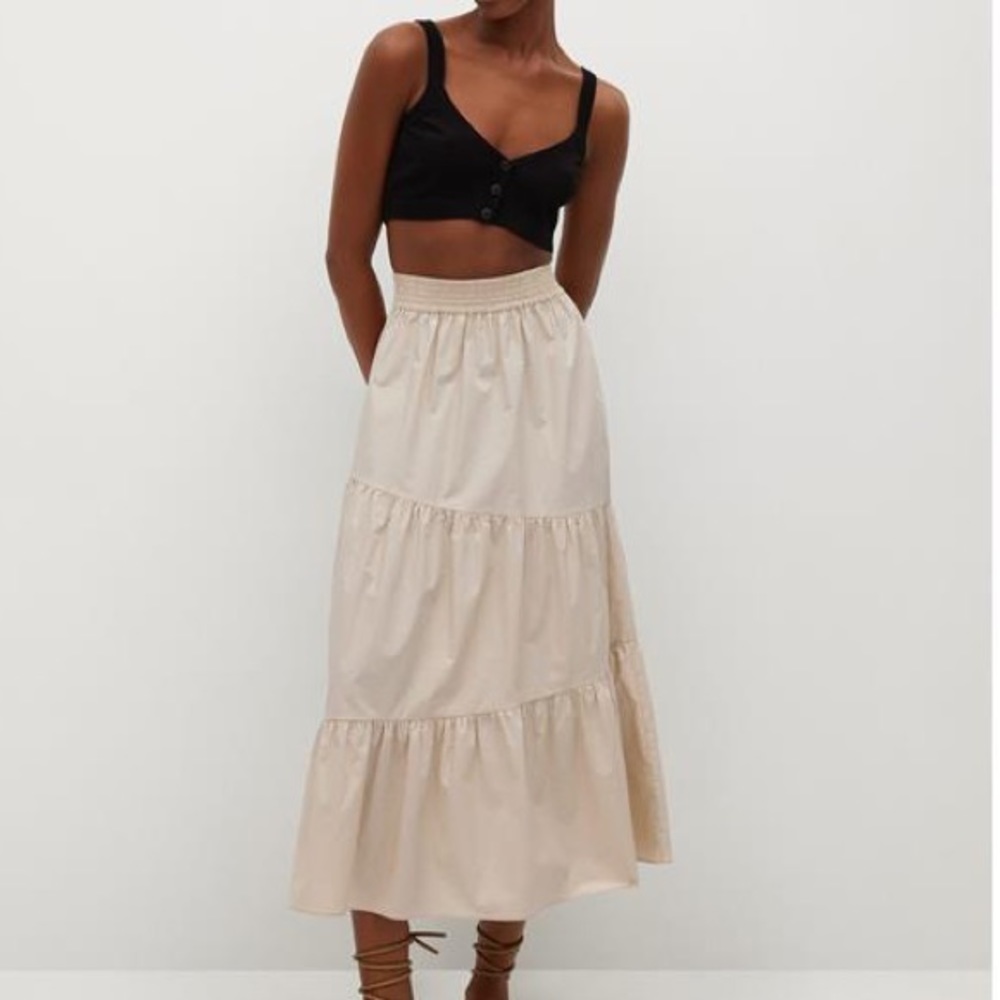 MANGO - Ruffled Cotton Skirt size Large NWT